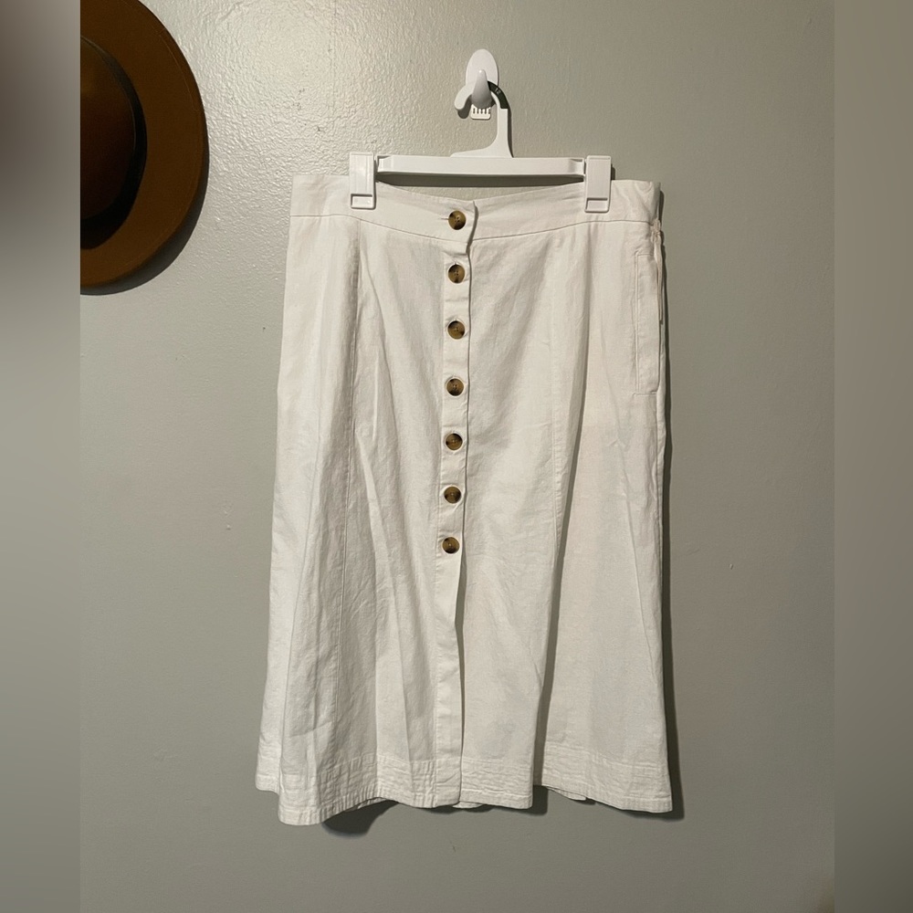 Universal Thread White Linen Button Up Skirt - Large